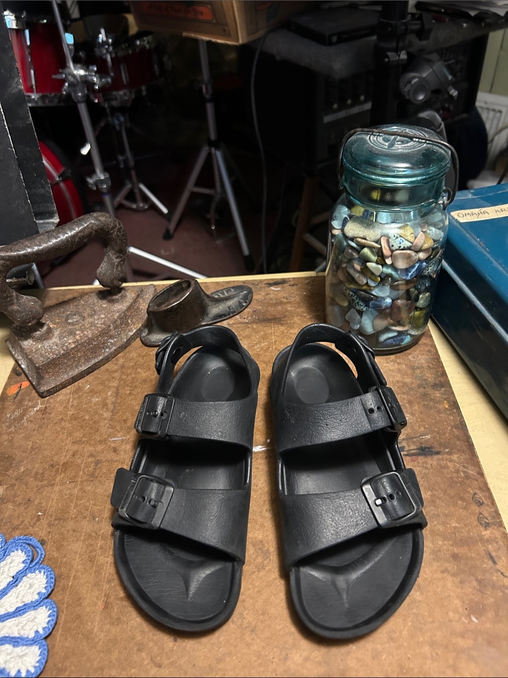 Foam Black Birkenstocks in Youth Size 35 or 4—Nearly New